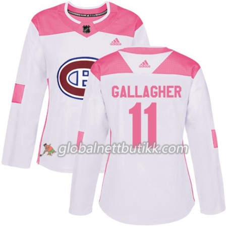 Montreal Canadiens Hockeydrakt Brendan Gallagher 11 2017-2018 Hvit Rosa Fashion Adidas Authentic - Dame